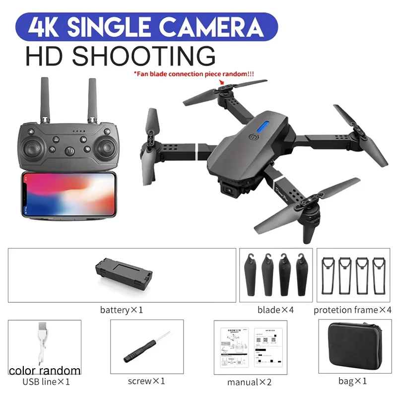 Drone E88Pro Rc 4K - 4K E88Pro drone, 1080P çift HD