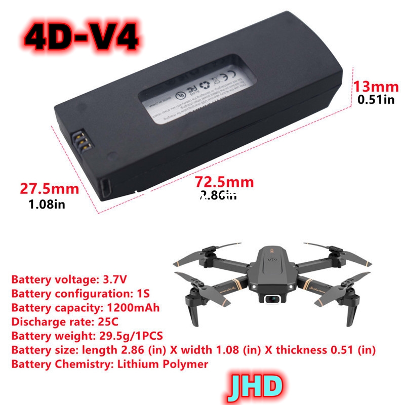 JHD 44drc V4 pil için 3.7V 120 - Drone Rc V4 incelemesi ve fiyatı